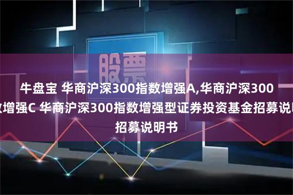 牛盘宝 华商沪深300指数增强A,华商沪深300指数增强C 华商沪深300指数增强型证券投资基金招募说明书